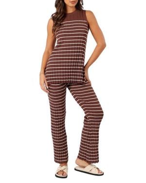 Petal & Pup Saralynn Stripe Sleeveless Knit Top & Pants Set - Red