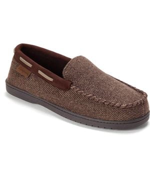 Dearfoams Keaton Microsuede Moccasin Slipper - Brown