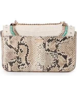 Brahmin Rosa Croc Embossed Leather Convertible Crossbody Bag - Natural