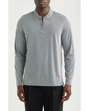 Johnston & Murphy Cochran Long Sleeve Zip Polo - Gray