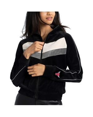 Lusso Chicago Bulls Nixie Chevron Color-Block Raglan Full-Zip Track Jacket - Black