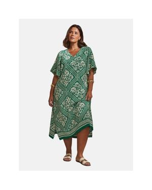 Live Unlimited Bandana Print T-Shirt Midi Dress - Green