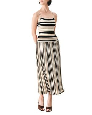 FREEMARKET Stripe Sleeveless Cotton Knit Maxi Dress - Natural