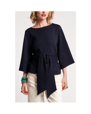 Frances Valentine Whitney Wrap Top Solid Viscose Blend Viscose Blend - Blue