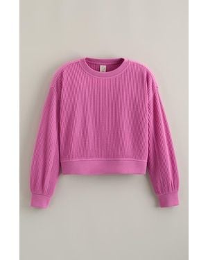 Treasure & Bond Kids' Cozy Waffle Sweatshirt - Pink