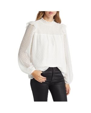 NIKKI LUND Yannis Smocked Clip Dot Blouse - Natural