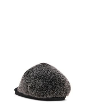 Steve Madden Poof Faux Fur Slipper - Black