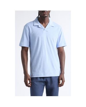 Sunspel Cotton Terry Cloth Polo - Blue