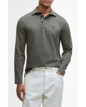 Barbour Margrove Tailored Fit Long Sleeve Cotton Polo - Gray