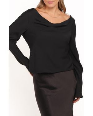 Petal & Pup Vinita Cowl Neck Long Sleeve Top - Black