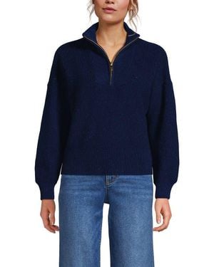 Lands' End Drifter Shaker Wedge Quarter Zip Sweater - Blue
