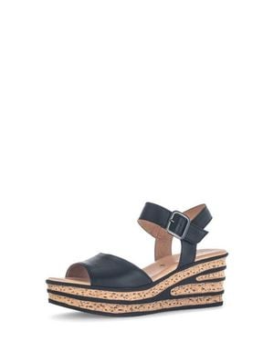 Gabor Ankle Strap Wedge Sandal - Black