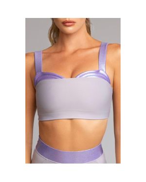 Heroine Sport Lina Metallic Trim Longline Sports Bra - Gray