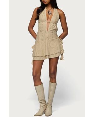 Edikted Distressed Halter Minidress - Natural