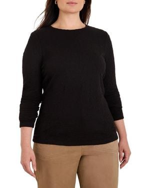 NIC+ZOE Crinkle Knit Textured Top - Black