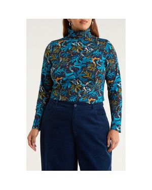Seasalt Cornwall Landing Turtleneck Stretch Organic Cotton Top - Blue