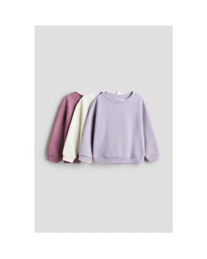 H&M 3-Pack Brushed-Inside Sweatshirts - Purple