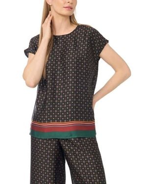 Halogen® Border Print Shell - Black