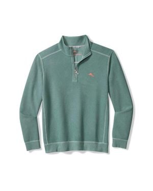 Tommy Bahama Montego Bay Textured Cotton & Lyocell Half Zip Pullover - Green