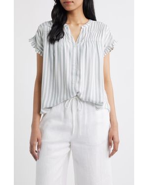Beach Lunch Lounge Monaka Smocked Frill Top - Gray