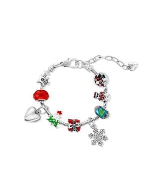 Donatello Gian Snow-Flake Christmas Charm Bracelet - White