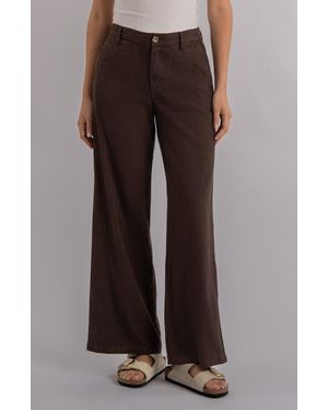 Kut From The Kloth Meg High Waist Linen Blend Wide Leg Pants - Brown