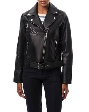 Bernardo Crop Leather Moto Jacket - Black