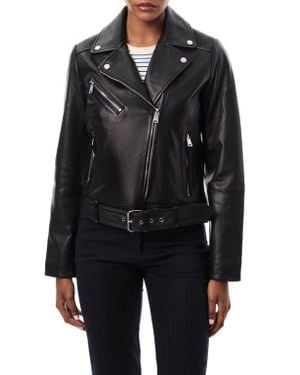 Bernardo Crop Leather Moto Jacket - Black