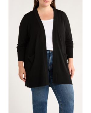 Caslon Everyday Open Front Cardigan - Black