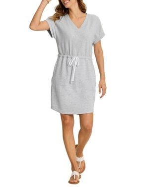 Tommy Bahama Marina Del Mar Cotton Fleece V-Neck Dress - Gray