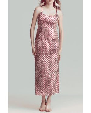 holiCHIC Lily Foil Embroidery Sheath Dress - Pink