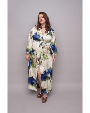 DEARCURVES Tido Plus Size Kimono Dress - Multicolor