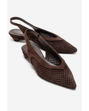 Forever & Always Shoes Lieve Leather Slingback Pump - Brown
