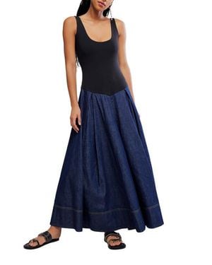 Free People Elio Mixed Media Maxi Dress - Blue