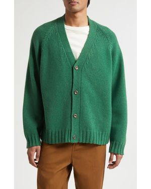 The Elder Statesman Oak Cashmere V-Neck Cardigan - Green