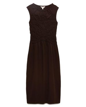 PER UNA BY M&S Embroidered Detail Cotton Jersey Dress - Brown