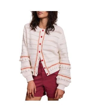 Mint Velvet Cotton Blend Tassel Cardigan - Red