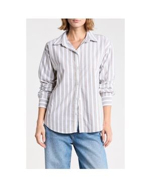 Beach Lunch Lounge Cidney Oversize Cotton Button-Up Shirt - Gray