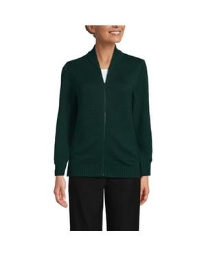 Lands' End School Uniform Adult Legacy Full Zip Cardigan - Green