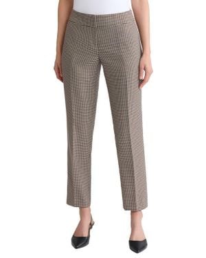 Kasper Houndstooth Flat Front Slim Pants - Gray