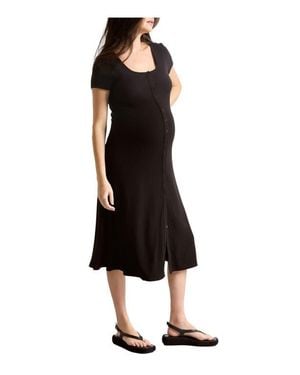Hatch Collection The Softest Rib Nursing Midi Dress - Black