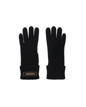 Burberry Logo Patch Wool Blend Gloves - Black