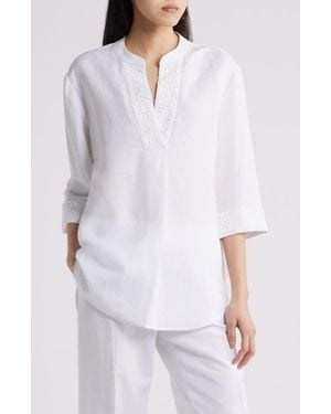Anne Klein Linen Blend Tunic - White