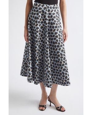 Altuzarra Varda Print A-Line Stretch Cotton Skirt - White