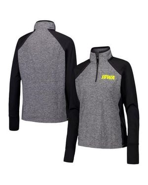 Camp David Heather Iowa Hawkeyes Finalist Raglan Quarter-Zip Jacket - Black