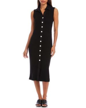 Karen Kane Sleeveless Knit Button-Up Midi Dress - Black