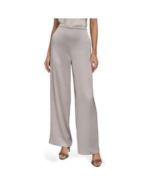 Donna Karan Pull-On Wide Leg Pants - Gray
