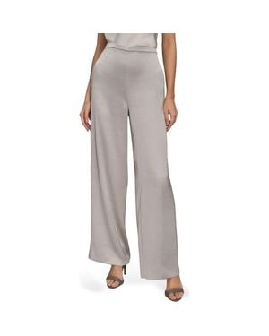 Donna Karan Pull-On Wide Leg Pants - Gray