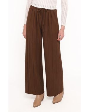 Petal & Pup Davis Pleated Wide Leg Knit Pants - Brown