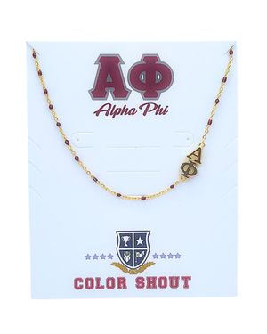 Color Shout Alpha Phi Greek Letter Side Set Necklace - Blue